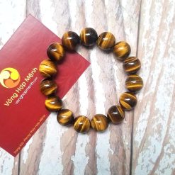 vòng tay đá mắt hổ nâu vàng 12 ly