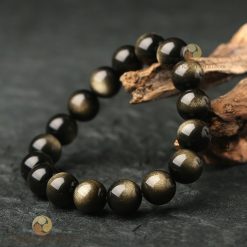 Vòng Tay Đá Núi Lửa Obsidian Ánh Nâu 10 ly
