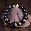 Vòng Tay Đá Núi Lửa Obsidian Ánh Nâu 12 ly