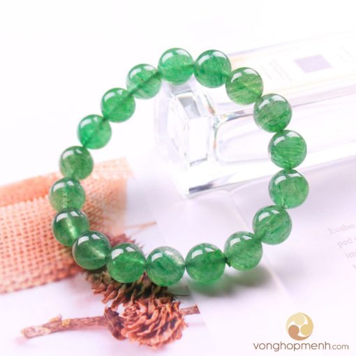 Vòng Tay Đá Thạch Anh Dâu Tây Xanh 10 ly