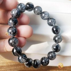 Vòng Tay Đá Thạch Anh Tóc Đen 12 ly, chuẩn 3A