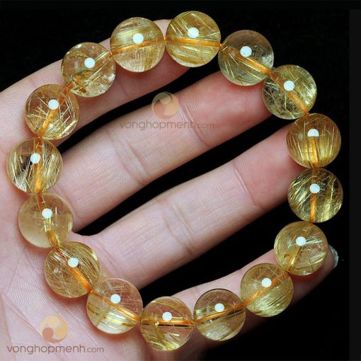 Vòng Tay Đá Thạch Anh Tóc Vàng 12 ly, chuẩn 5A - Vòng tay phong thủy