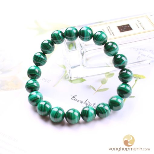 Vòng tay Đá lông công Malachite 10 ly