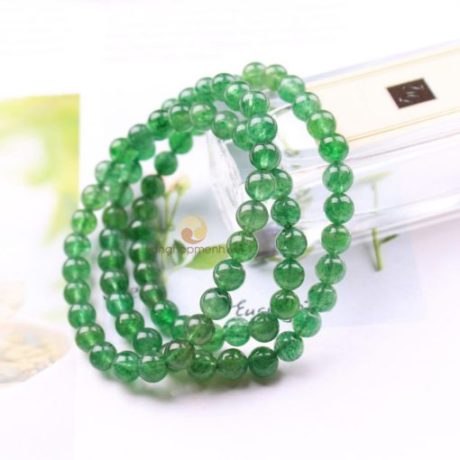 Chuỗi hạt đá thạch anh dâu tây xanh 6 ly