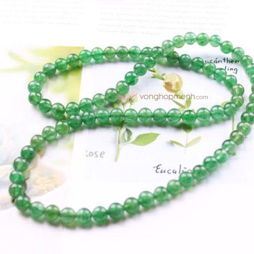 Tràng hạt thạch anh dâu tây xanh 6 ly