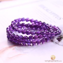 Chuỗi hạt đá thạch anh tím đậm 6 ly