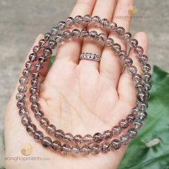 Tràng hạt đá thạch anh tóc đen 6 ly, 5A - Vòng đá phong thủy