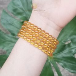 Chuỗi hạt đá thạch anh vàng 6 ly - tràng hạt phong thủy