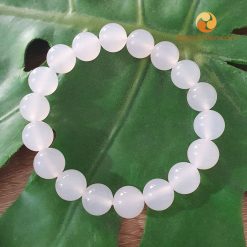 Vòng đá mã não trắng 12 ly - vòng phong thủy cho nam mệnh kim và mệnh thủy