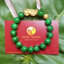 Vòng Đá cẩm thạch sơn thủy 10 ly mix Tỳ hưu, Châu kim tiền Bạc mạ vàng - vòng tay phong thủy ngocnhien