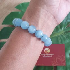 Vòng Tay Đá Aquamarine 12 ly vòng phong thủy cho nam mệnh mộc
