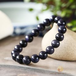 Vòng Tay Đá Kim Sa Đen 10 ly ánh xanh tím - vòng tay phong thủy