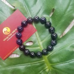 Vòng Đá Kim Sa Đen 12 ly ánh xanh tím - vòng phong thủy
