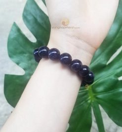 Vòng Kim Sa Đen 12 ly ánh xanh tím - vong tay phong thuy