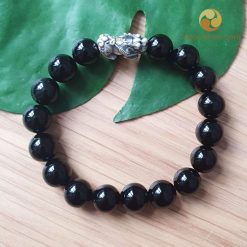 Vòng Tay Đá Mã Não Đen 10 ly mix Tỳ Hưu Bạc 925 - MNN010681