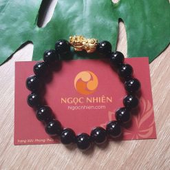Vòng Tay Đá Mã Não Đen 10 ly mix Tỳ Hưu Bạc mạ Vàng - MNN010691
