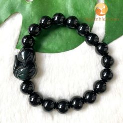 Vòng tay đá mã não đen 10 ly mix Hồ Ly đá-10749
