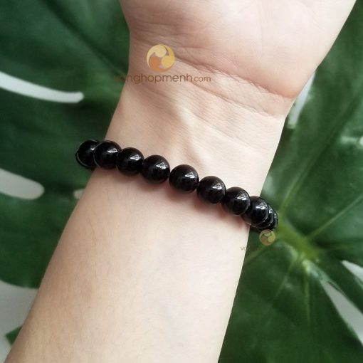 Vòng Đá Mã Não Đen 8 ly - vòng phong thủy