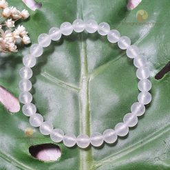 Vòng đá mã não trắng 6 ly - vòng tay phong thủy cho nữ mệnh Kim