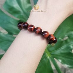Vòng tay đá mắt hổ nâu đỏ 10 ly - vong phong thuy