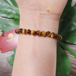 Vòng Đá Mắt Hổ Nâu Vàng 6 ly cho nữ mệnh thổ và mệnh kim - vòng phong thủy