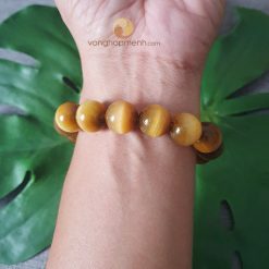 Vòng Đá Mắt Hổ Vàng 14 ly - vòng tay phong thủy cho nam mệnh Thổ