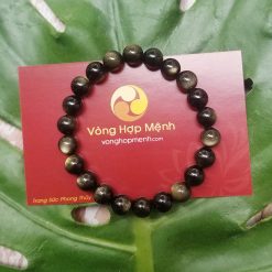 Vòng Đá Núi Lửa Obsidian Ánh Nâu 8 ly - Vòng phong thủy vonghopmenh