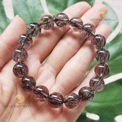 Vòng Tay Đá Thạch Anh Tóc Đen 12 ly, 6A - vòng tay phong thủy