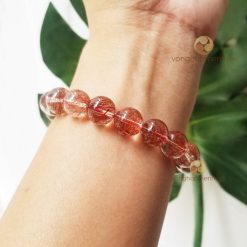 Vòng Đá Thạch Anh Tóc Đỏ 12 ly, chuẩn 6A - vòng tay phong thủy cho nam mệnh Hỏa