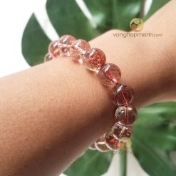 Vòng Đá Thạch Anh Tóc Đỏ 12 ly, chuẩn 6A - vòng tay phong thủy cho nam mệnh Thổ
