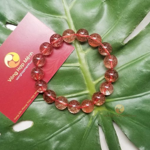 Vòng Đá Thạch Anh Tóc Đỏ 12 ly, chuẩn 6A - vòng tay phong thủy vonghopmenh