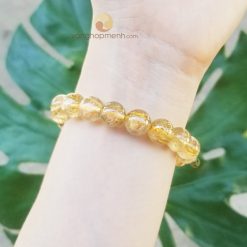 Vòng Đá Thạch Anh Tóc Vàng 10 ly, chuẩn 4A - vòng tay phong thủy