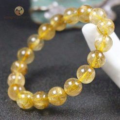 Vòng Tay Đá Thạch Anh Tóc Vàng 10 ly, chuẩn 5A - vòng phong thủy