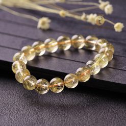 Vòng Tay Đá Thạch Anh Tóc Vàng 10 ly, chuẩn 6A - vòng phong thủy