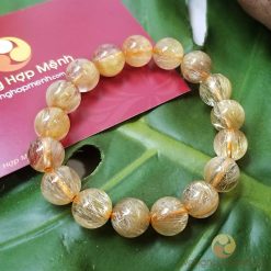 Vòng Tay Đá Thạch Anh Tóc Vàng 12 ly, chuẩn 5A
