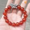 Vòng tay Đá mã não đỏ 12 ly mix charm bạc Đầu Rồng - vòng đá phong thủy