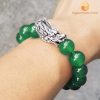 Vòng Tay Đá mã não xanh 12 ly mix charm bạc Đầu Rồng - vòng phong thủy cho nam mệnh mộc và mệnh hỏa