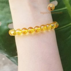 Vòng Đá Thạch Anh Vàng 8 ly mix charm bạc Tuổi Thìn